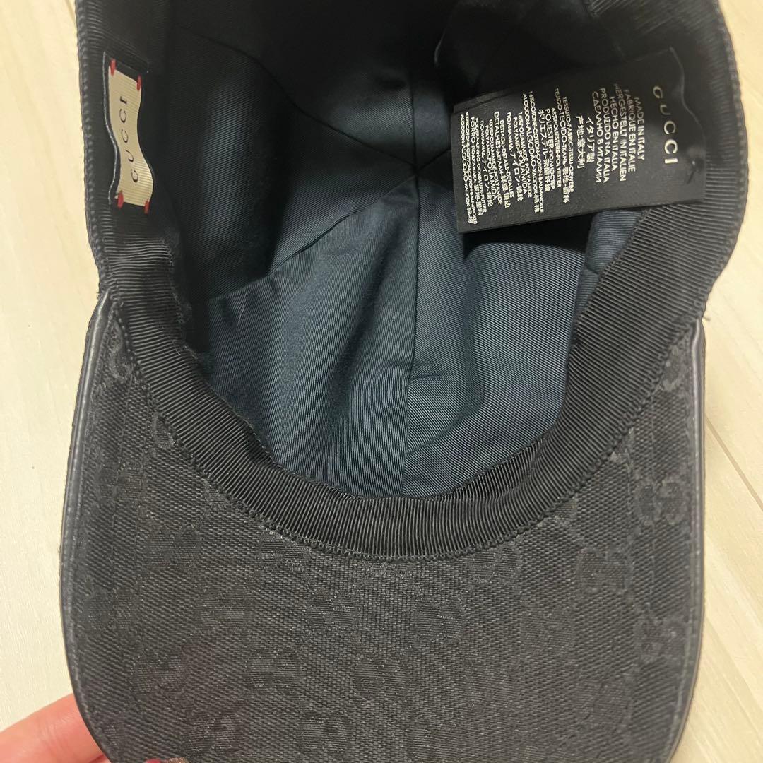【極美品】Gucci ブラック キャップ ロゴパターンXLサイズ