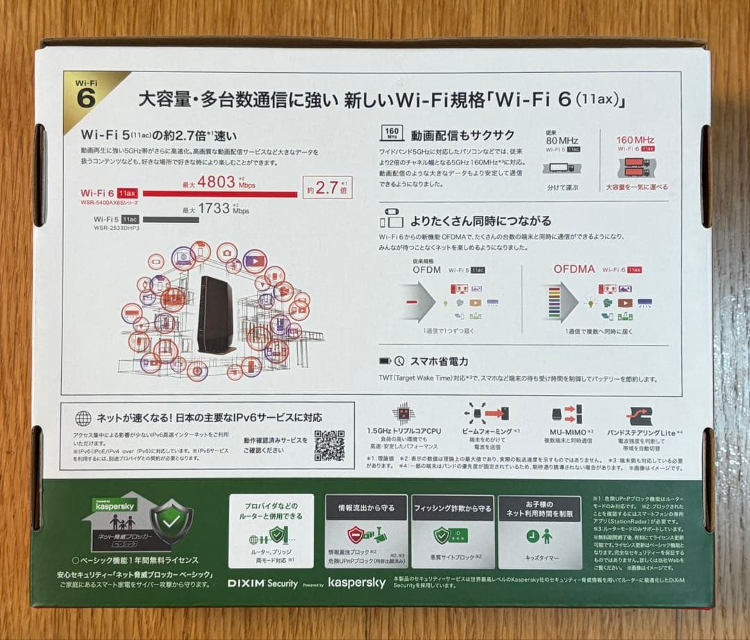 Buffalo Wi-Fi 6 対応ルーター WSR-5400AX6S