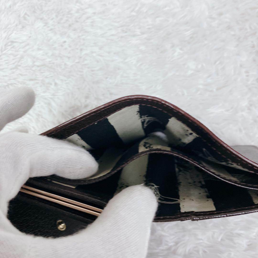 極美品✨ヴィヴィアンウエストウッド 三つ折り財布 ブラウンがま口 ビッグオーブ
