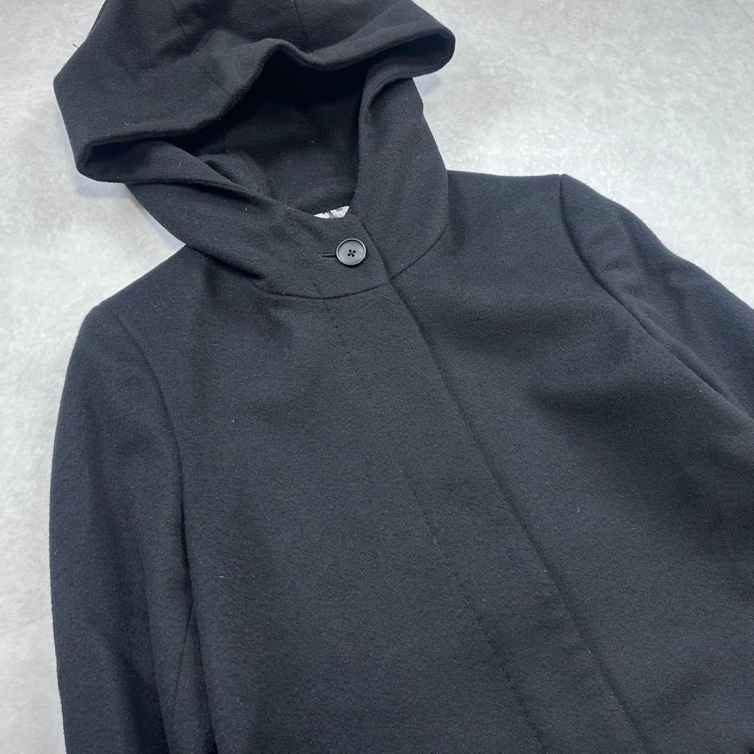 【美品】Paul Smith 高年式 ウールカシミヤフーデッドコート 黒 40