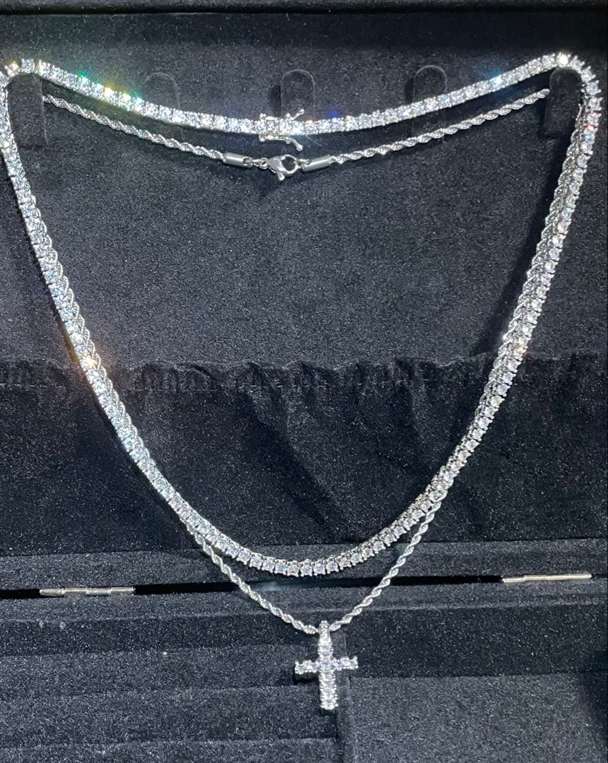 ✨テニスネックレス&クロスネックレス2本セット✨黄金比　hiphop