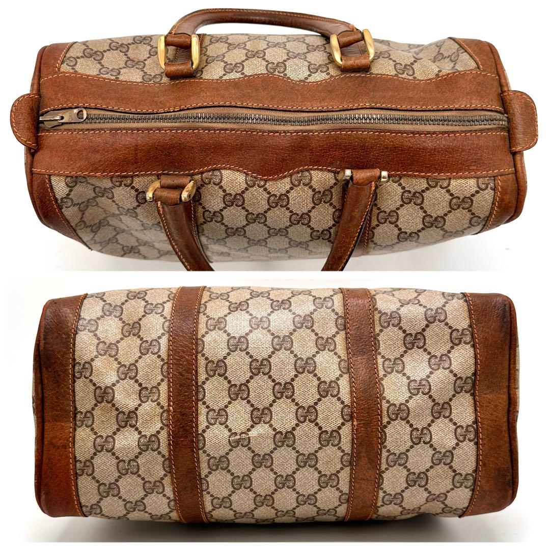 OLD GUCCI ボストンバッグ gg スプリーム レザー PVC ブラウン