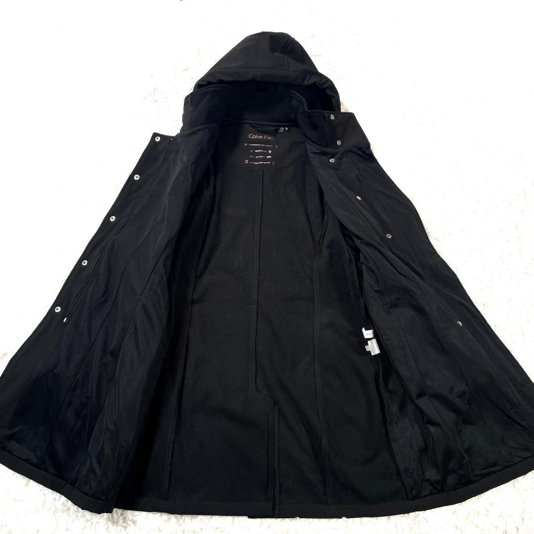 美品✨   フード付ロングコート 黒 XL トレンチコート