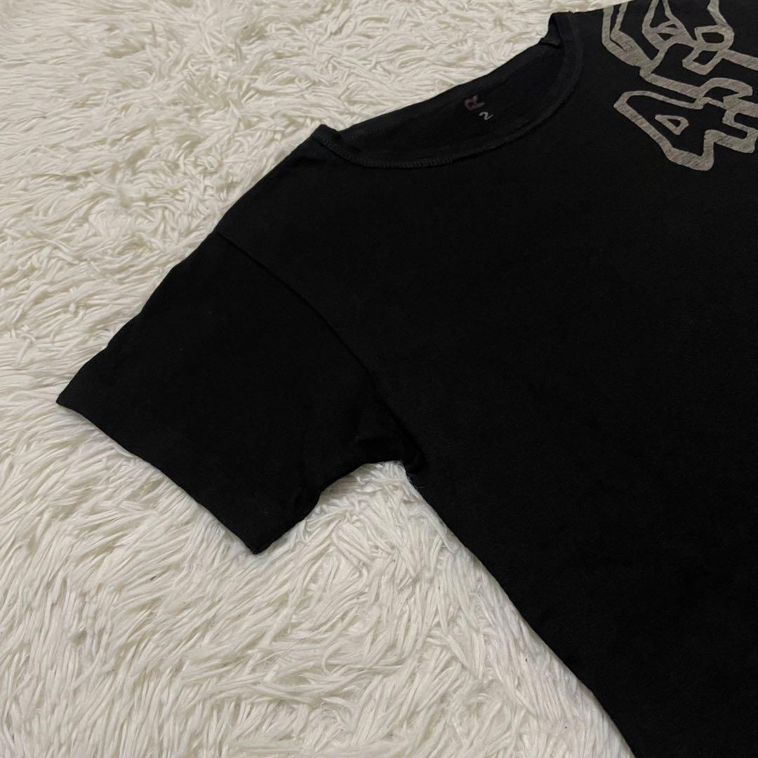 極美品　45rpm ロゴ　ペイント　Tシャツ カットソー　インディゴ染め　綿　黒