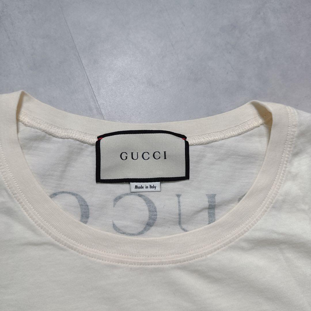 GUCCI　グッチ pussy cat Tシャツ 両面プリントロゴ アイボリー