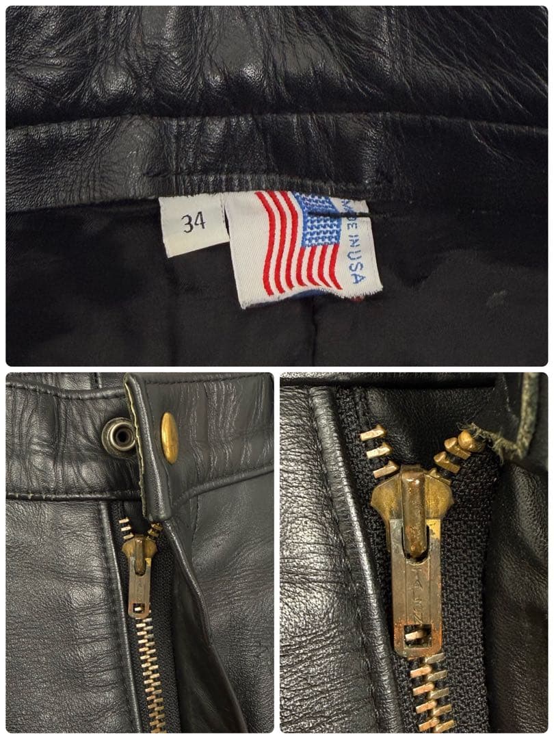 80s 90s USA製 w34 TALON 牛革 レザーパンツ vintage