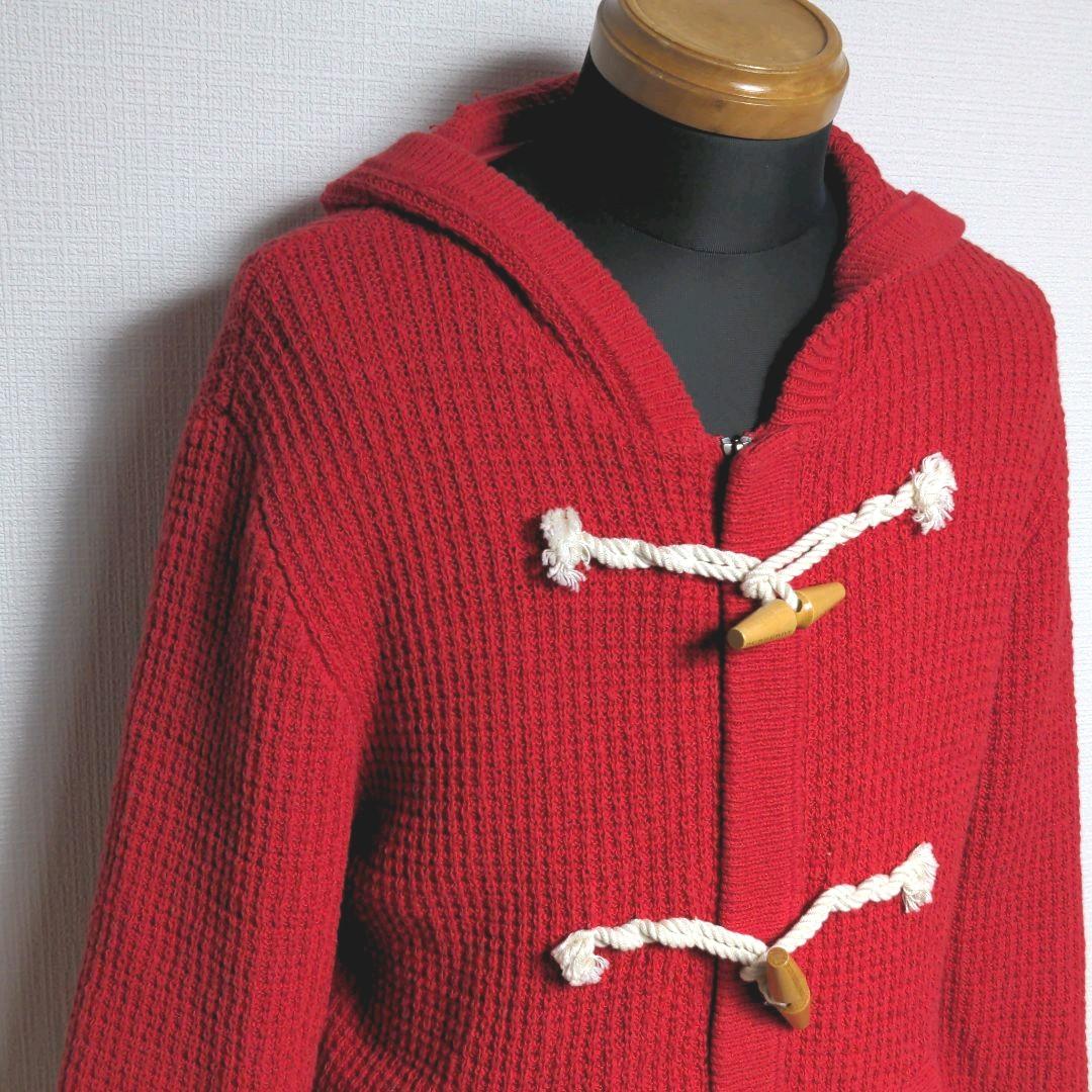 ao25. BURBERRY フーディダッフルコート 赤 メンズSサイズ