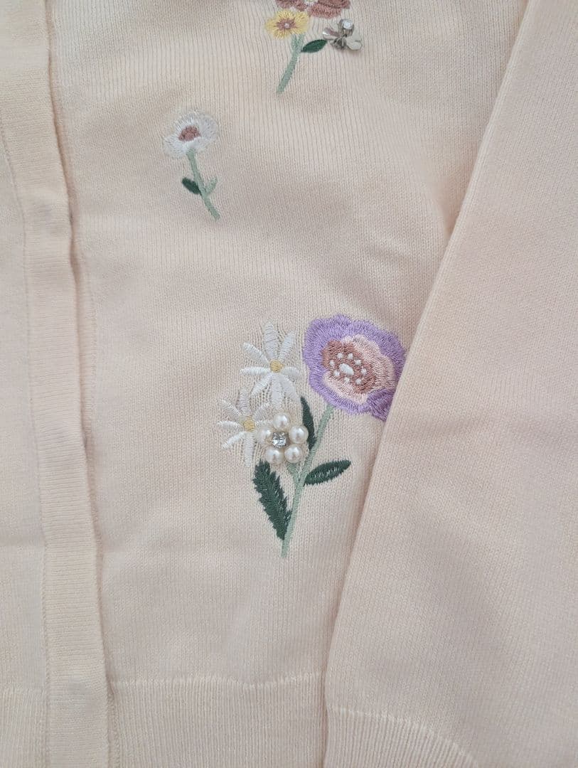 chesty バード刺繍 ビジュー 長袖カーディガン Free size