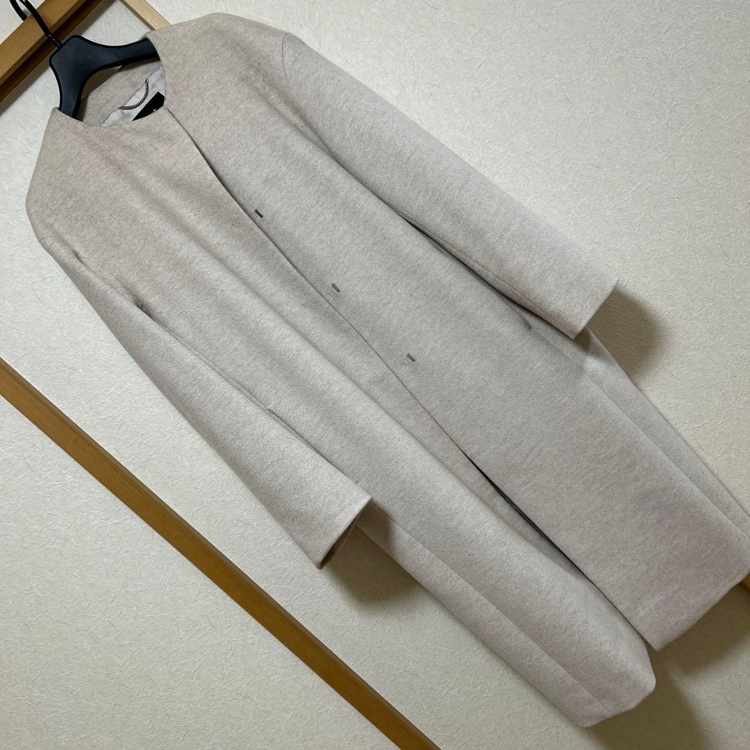 23区 ノーカラーコート ベージュ　ロングコート　40 レディース