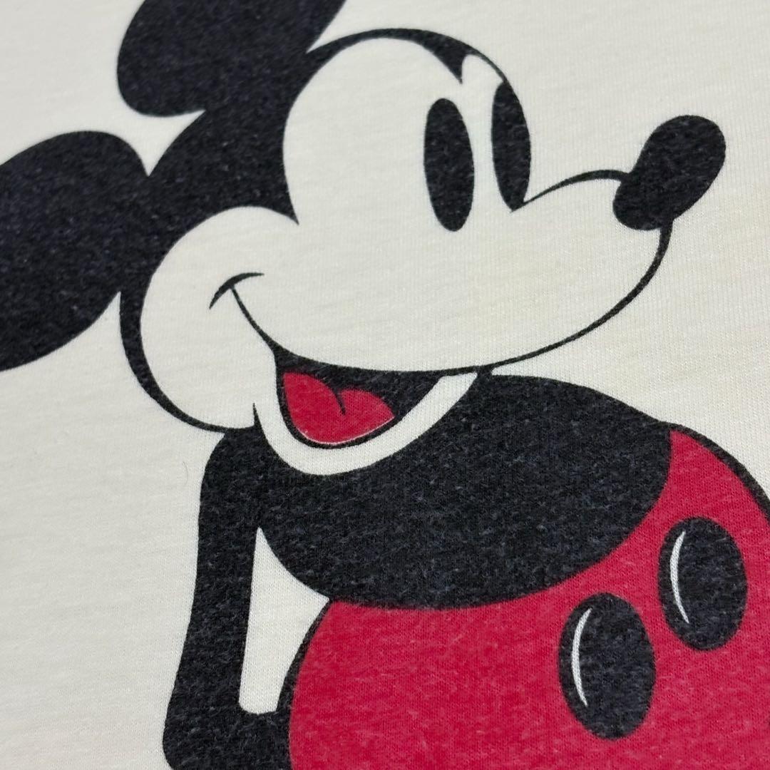 り*ん様 美品 70s Disney バターカラー 白足ミッキー リンガーT ア
