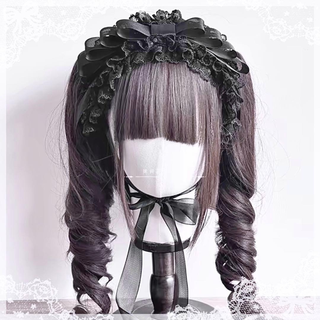 ♡ Princess tulle ribbon フリルヘッドドレス black♡