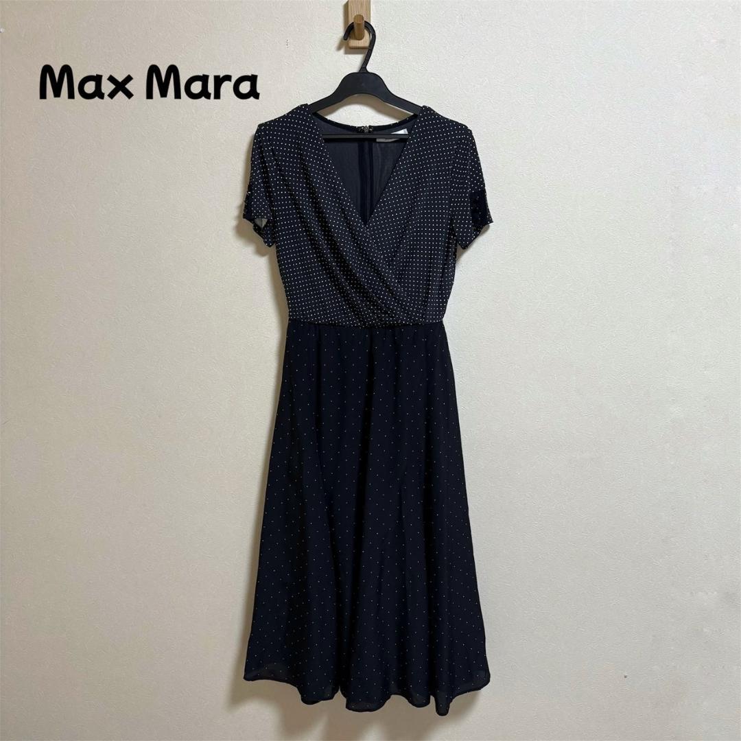 Max Mara カシュクール ワンピース ドット シルク 白タグ