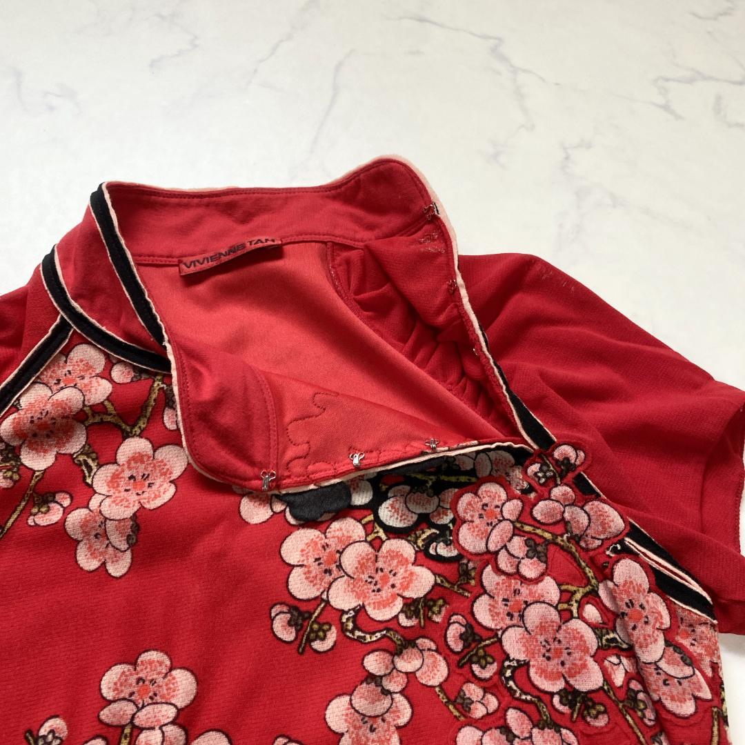 美品✨ヴィヴィアンタム 梅 花柄 パワーネット チャイナ ワンピース 0