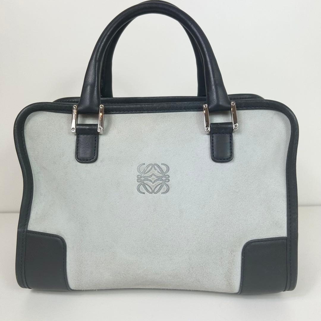 LOEWE ロエベ アマソナ28 グレージュ スエード ミニボストン
