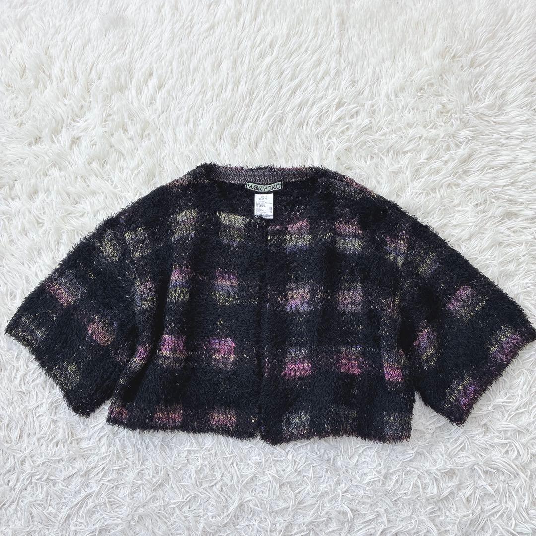 新品✨️エムアンドキョウコ クロップド丈 カーディガン ウール ピン付き 七分袖