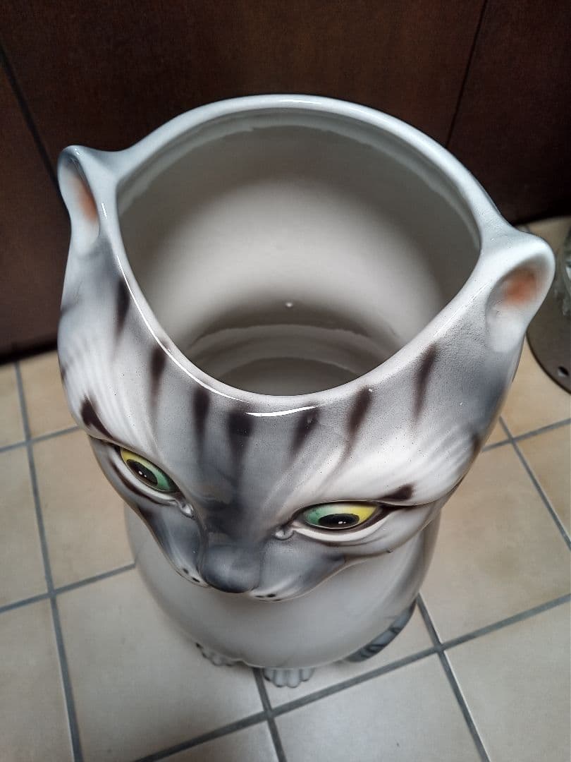 猫型陶器傘立て