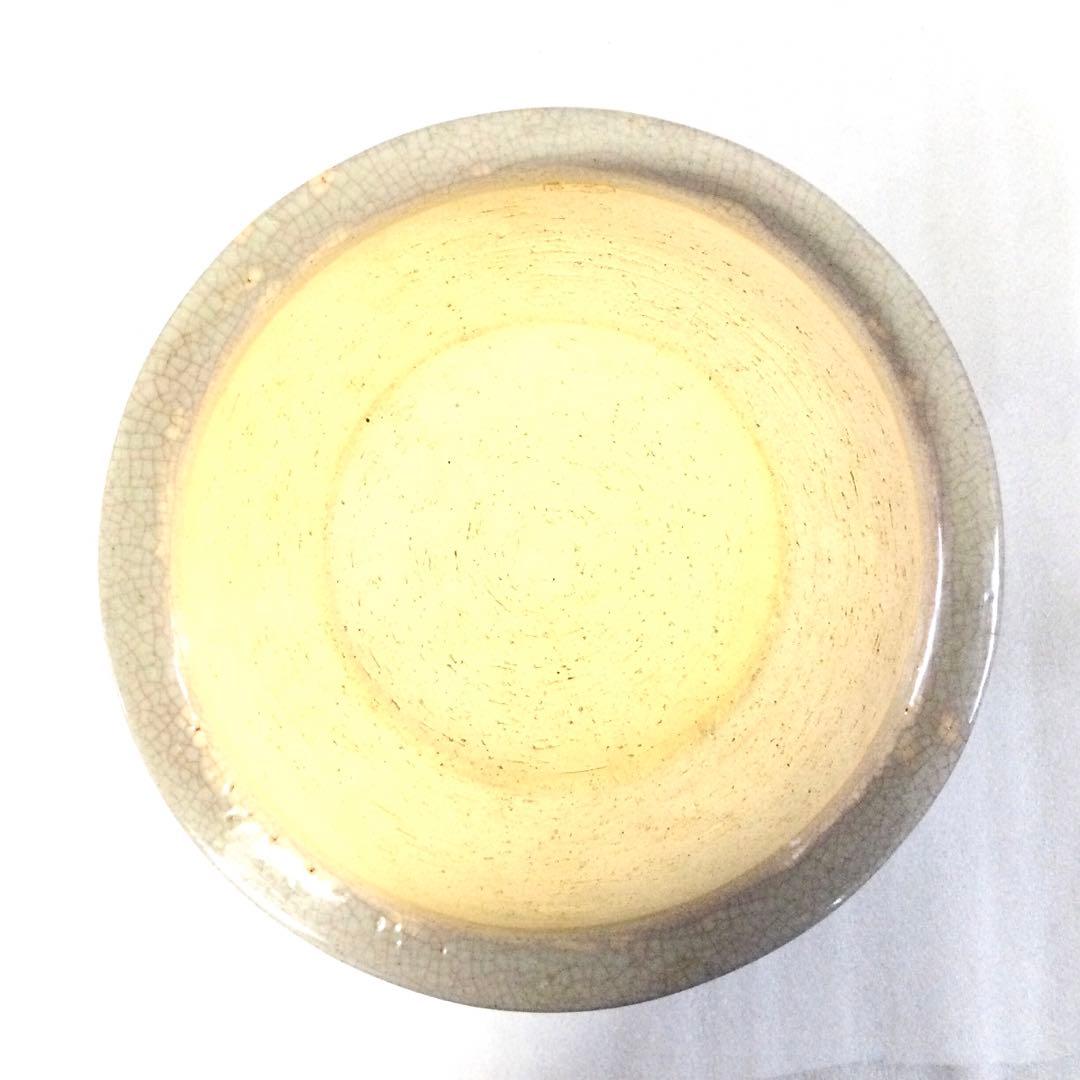 砥部焼 萩手茶釜形水指 白水窯 供箱付 茶道具 B951
