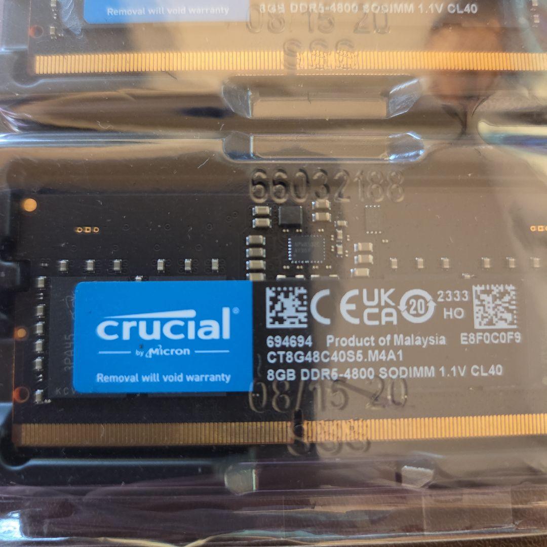 Crucial 8GB×2 DDR5-4800 SODIMM メモリー