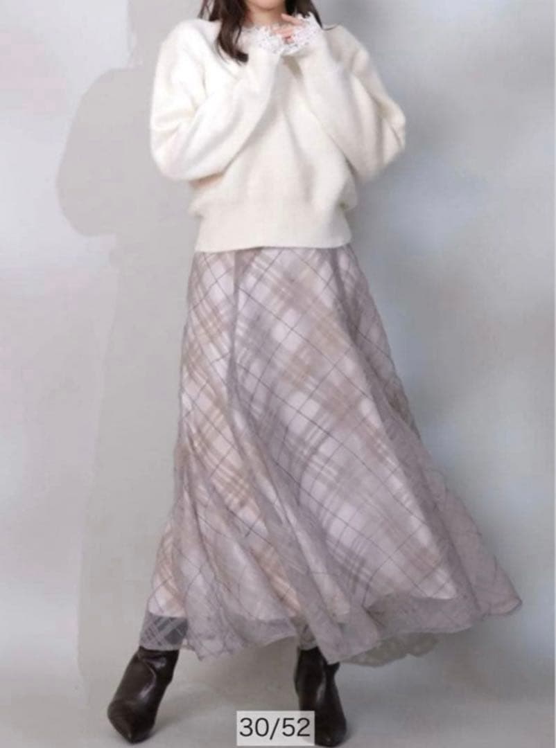 美品♡Apuweiser-riche テープリボンチェックチュール スカート