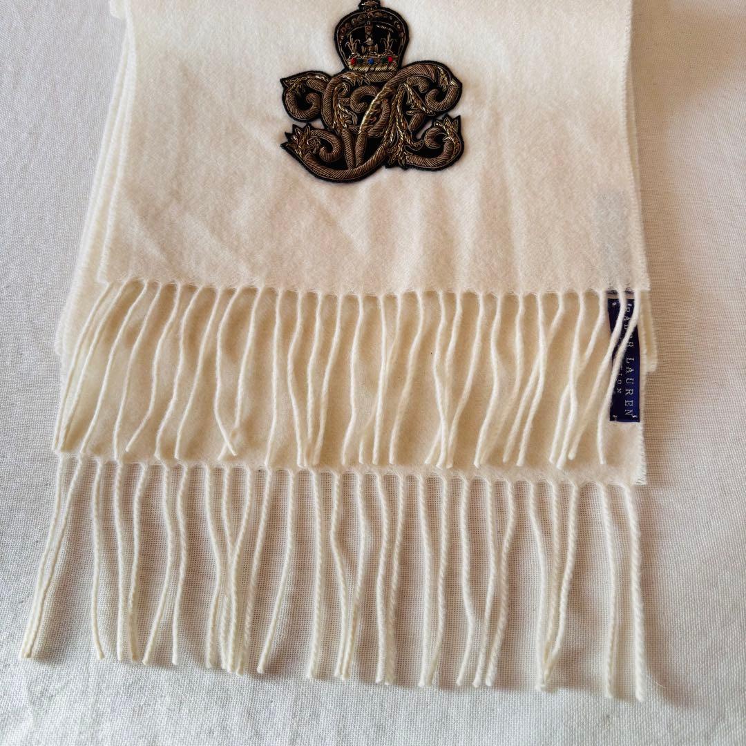 最高級 ラルフローレン コレクション カシミヤ マフラー 英国製 刺繍