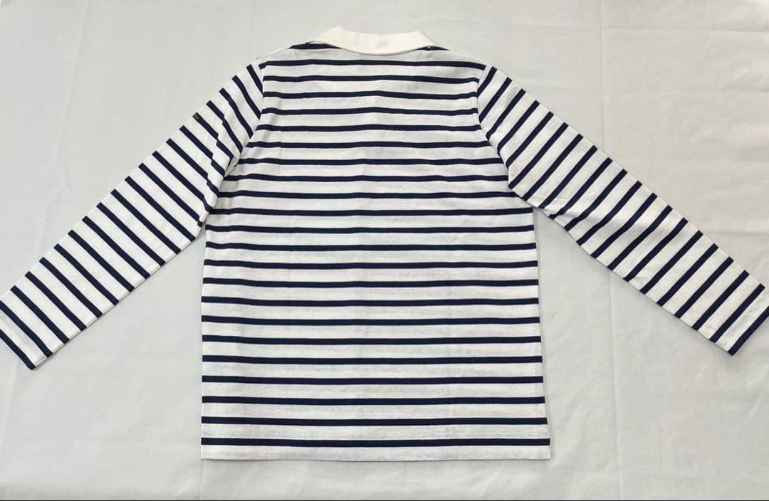 39.新品　Le Minor ネイビーのボーダー柄 長袖ポロシャツ