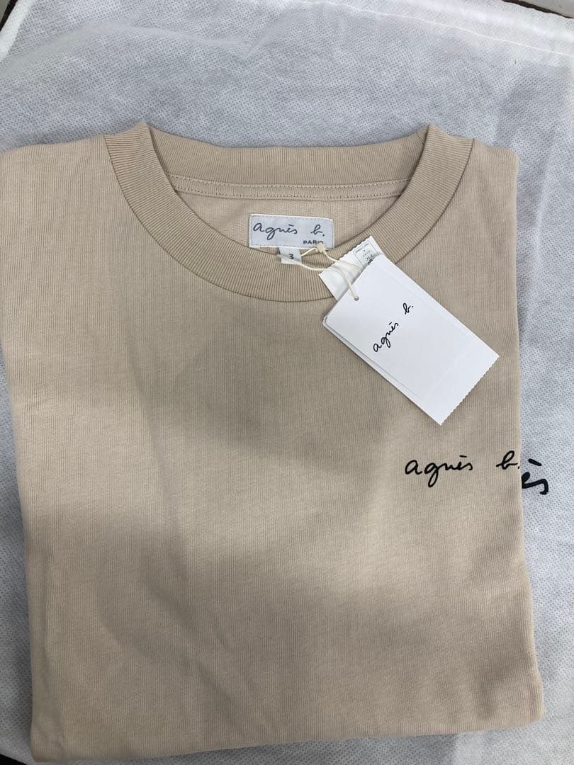F-015-57 新品未使用　agnès b. ベージュ 半袖Tシャツ