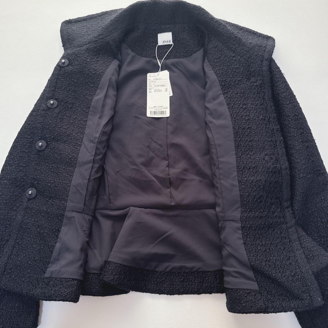 【新品】JENNE ぺプラム　ツイードジャケット　ネイビー　近年モデル