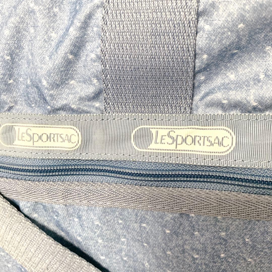 LeSportsac 2wayボストンバッグ デニム調ドット柄 ポーチ付 LG