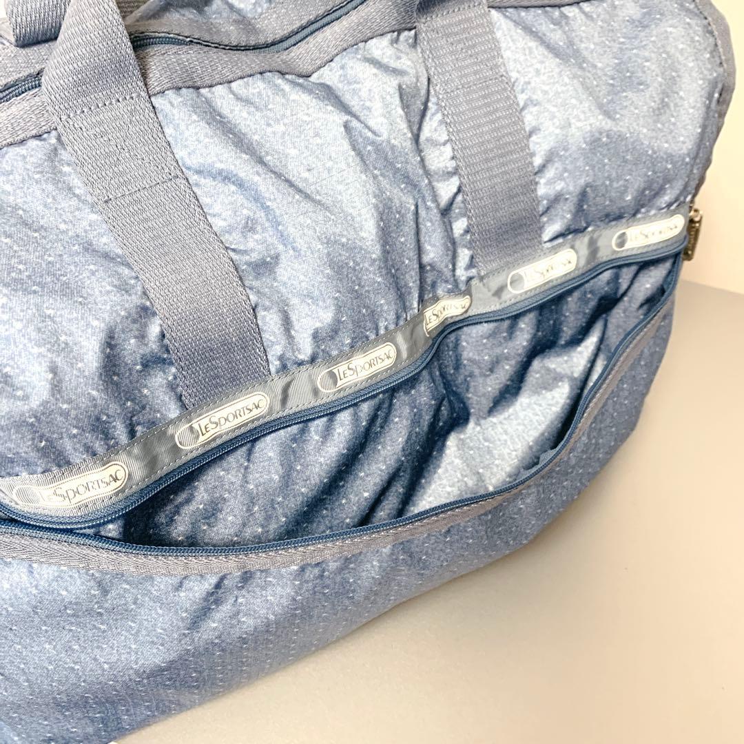 LeSportsac 2wayボストンバッグ デニム調ドット柄 ポーチ付 LG