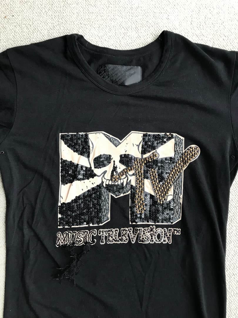 【希少】Roen × MTV コラボ スパンコール Tシャツ 半袖 44