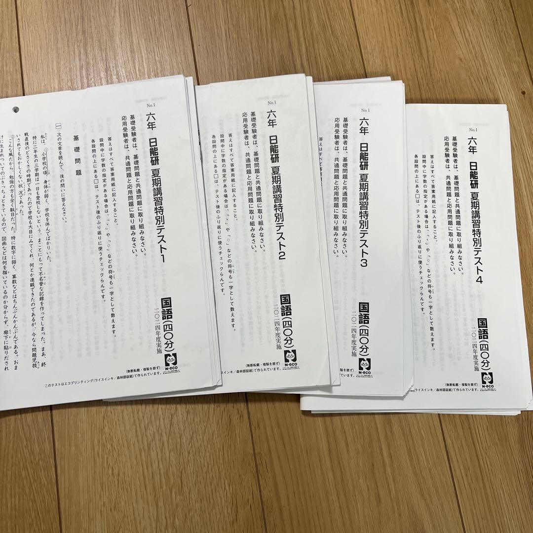 日能研全１１回分:合格力育成テスト　7回分6年生　夏期講習特別テスト4回分