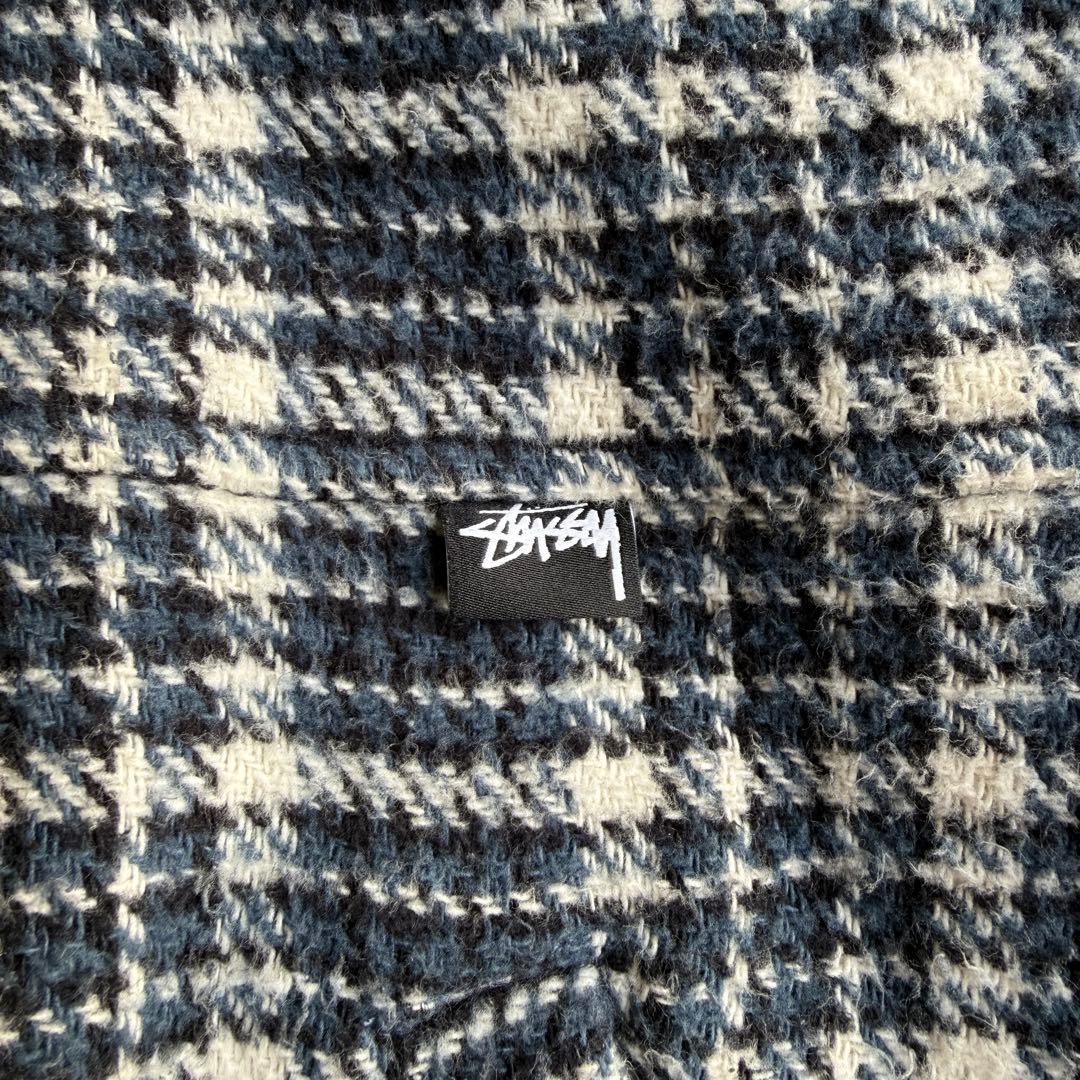 【短丈ボックス、フランネルワークジャケット】stussyアウター古着ストリートM