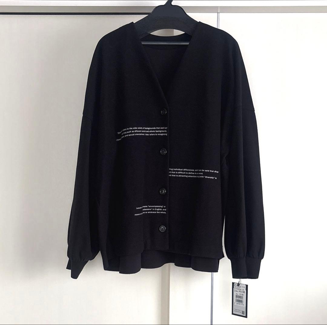 新品 ヤマダヤ スコットクラブ購入☆ エアリーニードルロゴプリントカーディガン