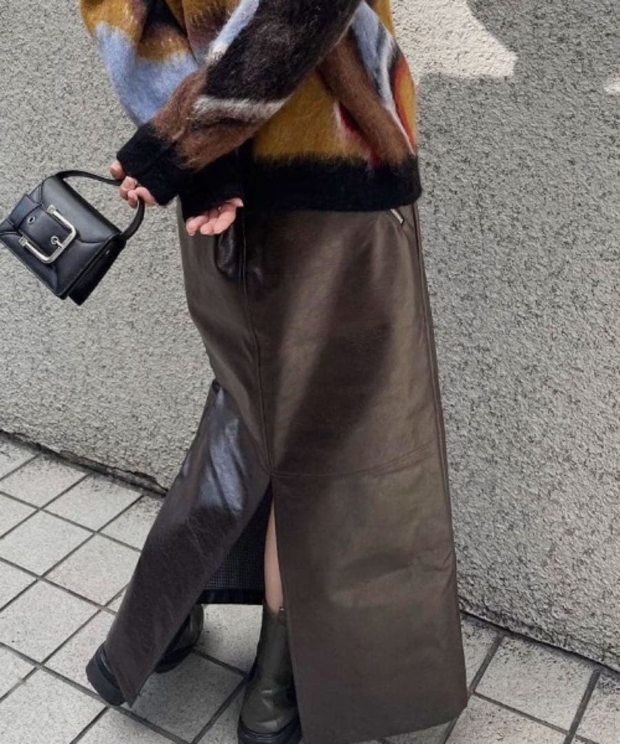 【極美品】2WAY CRASH SYNTHETIC LEATHER SKIRT