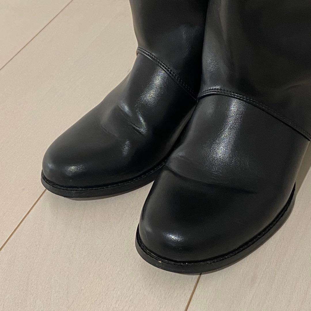LE TALON ルタロン ワイドシャフトカバーブーツ 5cmヒール ブラック