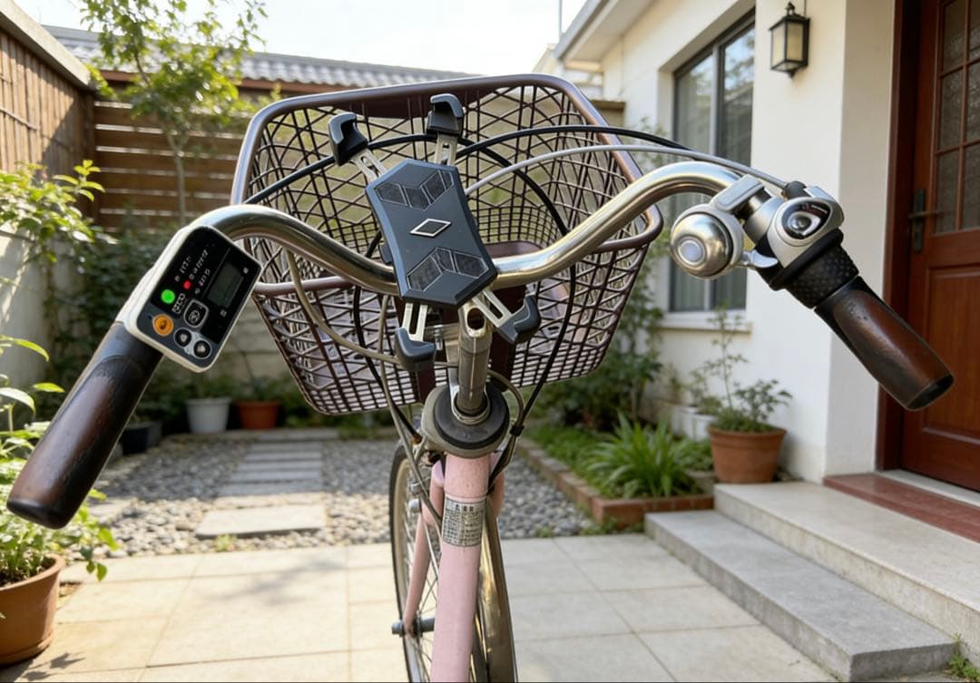 電動アシスト自転車 ピンク 前面バスケット付き