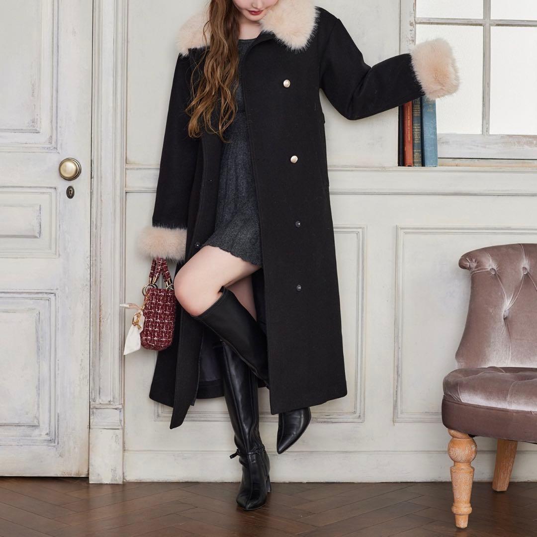 NICE CLAUP ナイスクラップ フェイクファー付きロングコート