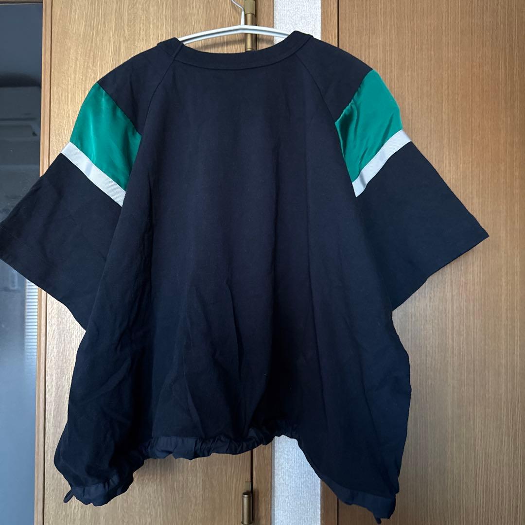 sacai 紺/緑 ラグランスリーブ Tシャツ