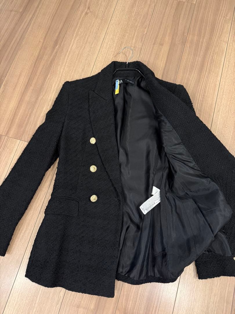ZARA ツイードジャケット　黒
