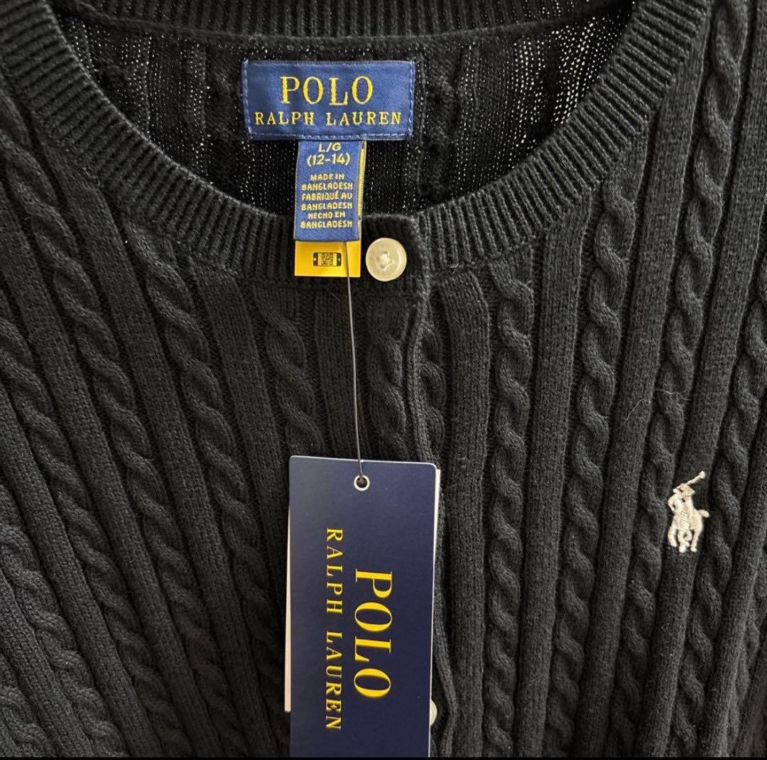 Polo Ralph Lauren ブラックカーディガン XSサイズ　ケーブル