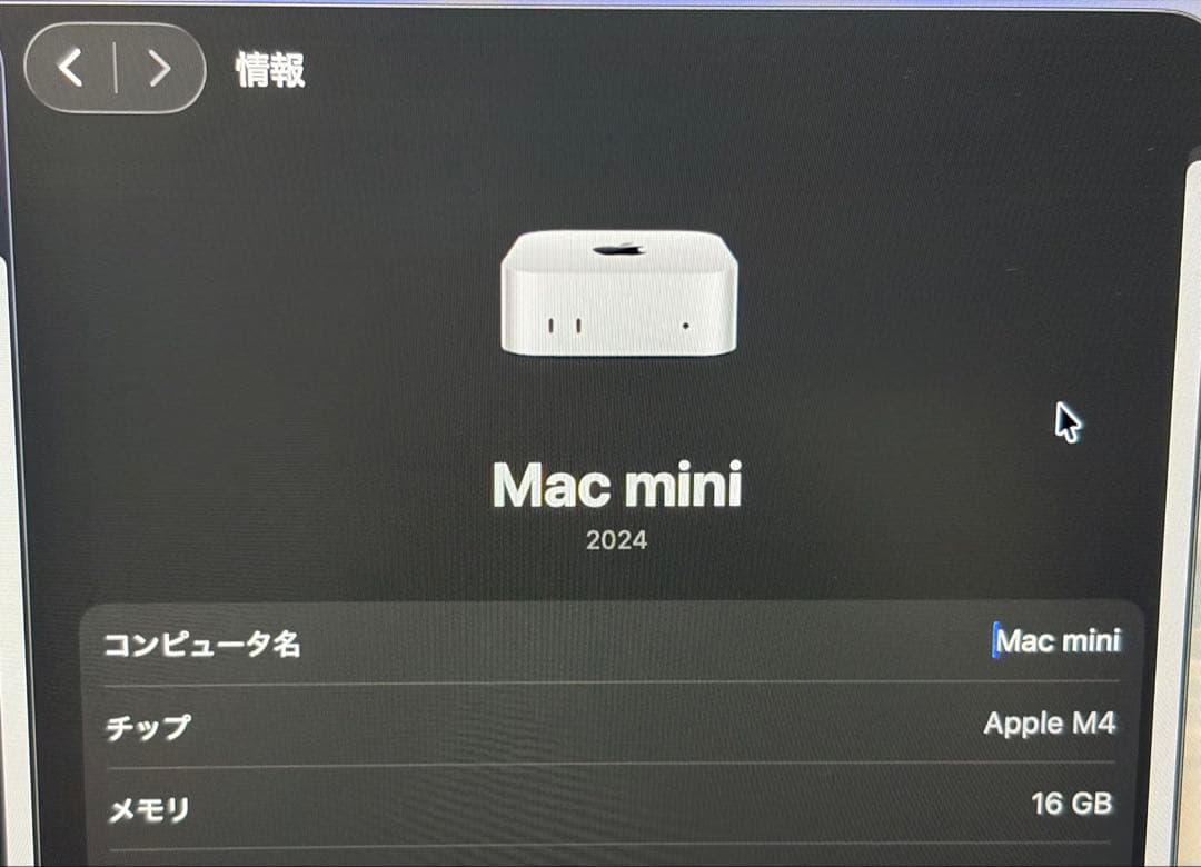 【ほぼ未使用】Apple Mac mini M4 16GB / 256GB
