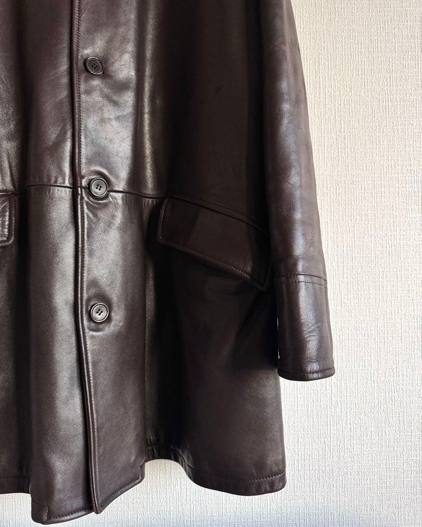 90s CERRUTI セルッティ 極厚ラムスキンレザー ハーフコート