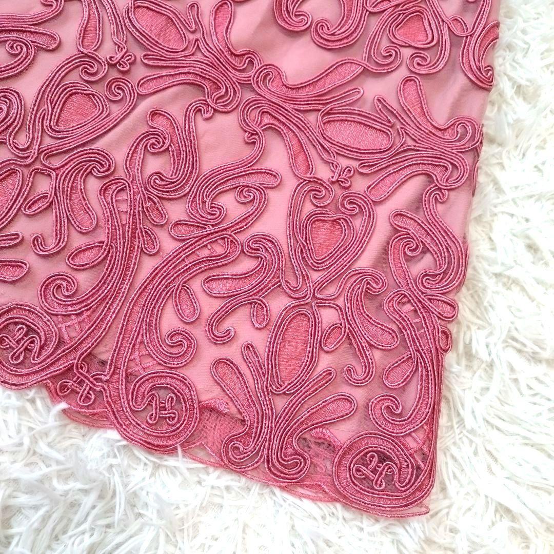 ERUKEI エルケイ 総レースドレス ワンピース フレンチスリーブ ピンク M