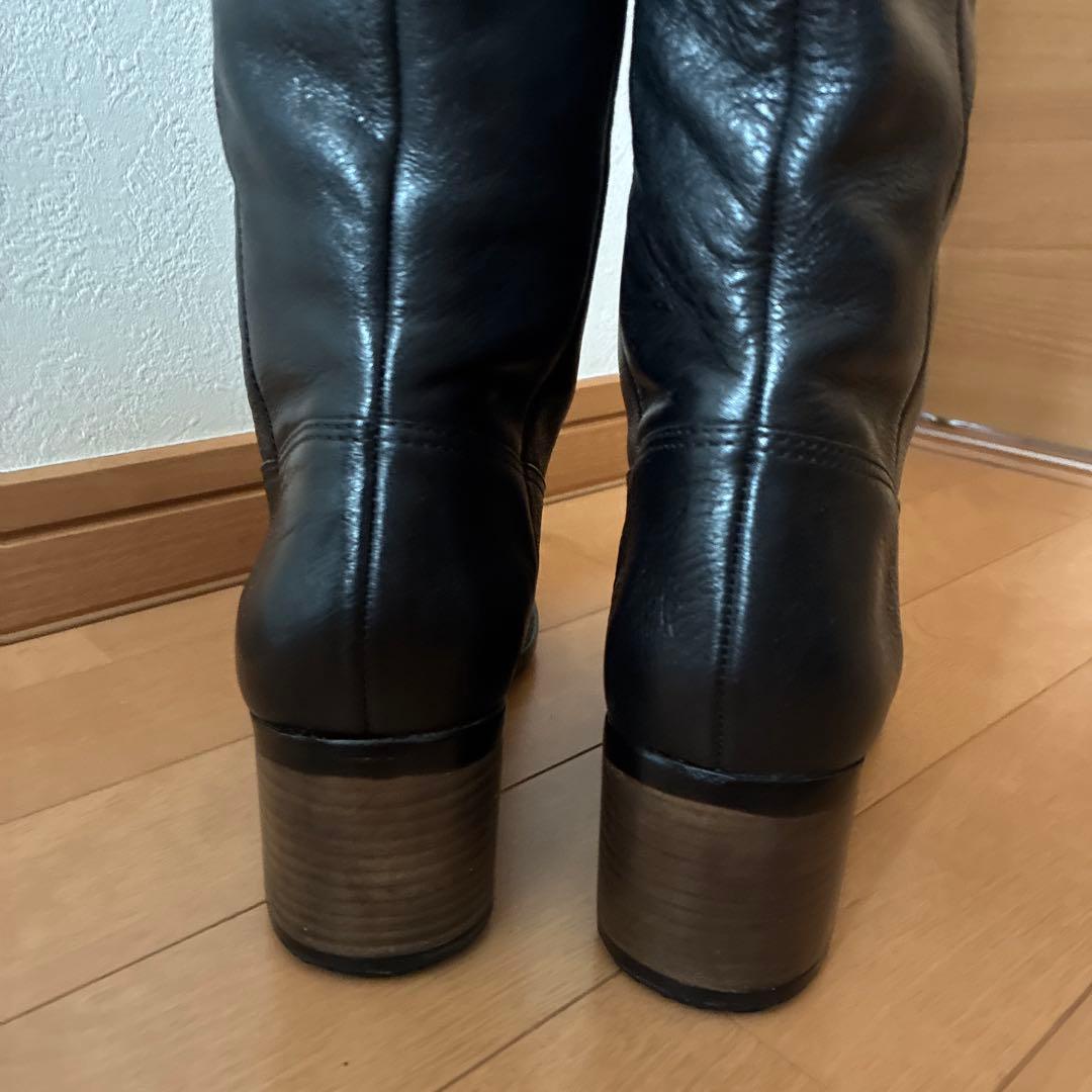 COACH コーチ　ロングブーツ レザー　ブラック　バックル付き　7.5