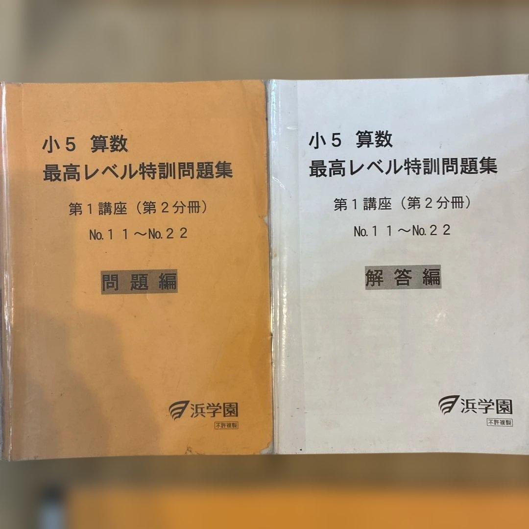 浜学園　最高レベル特訓　小5 算数　問題編　解説編　難問解説集付2024年使用版