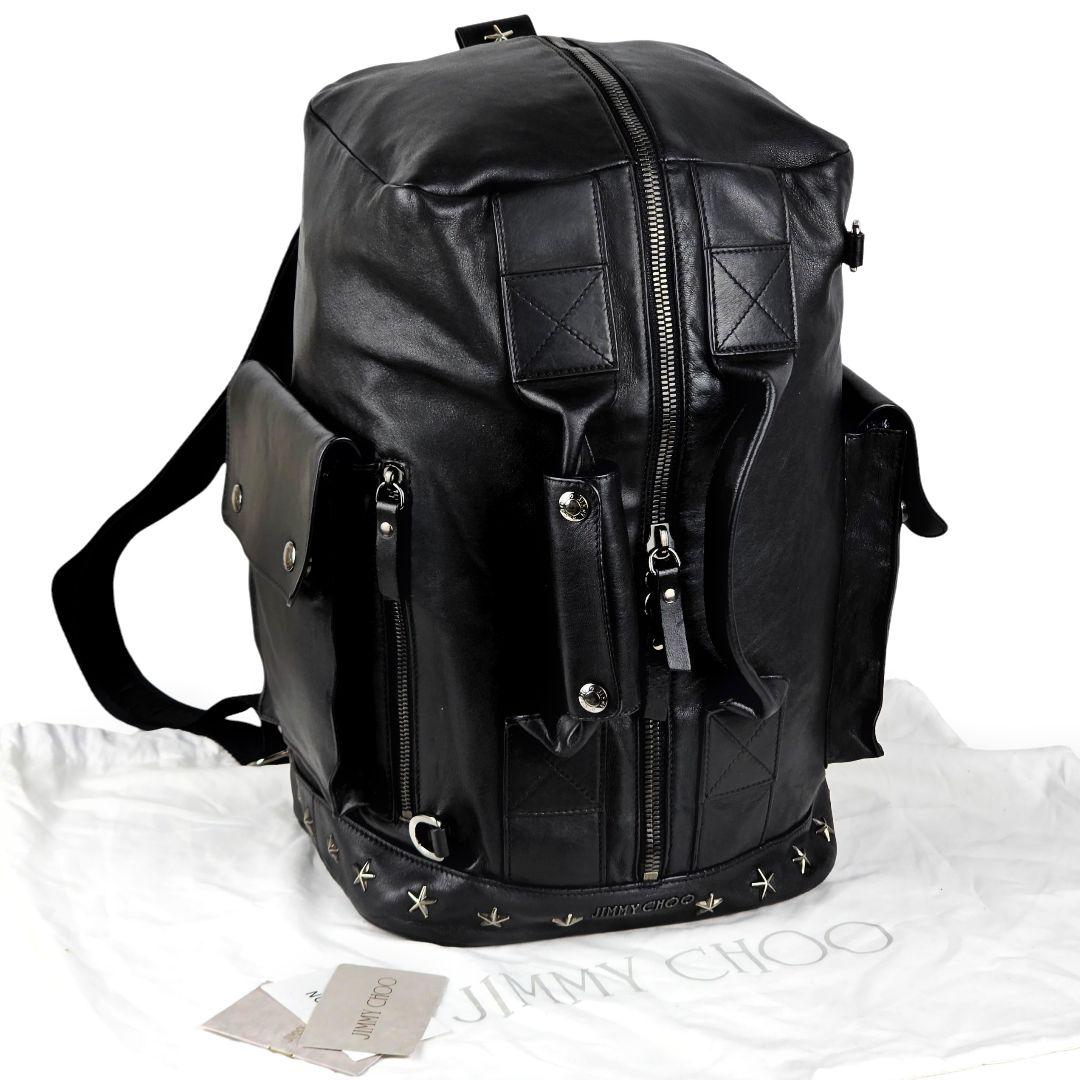 美品 ジミーチュウ アーロ リュックサック ボストンバッグ 3WAY ブラック