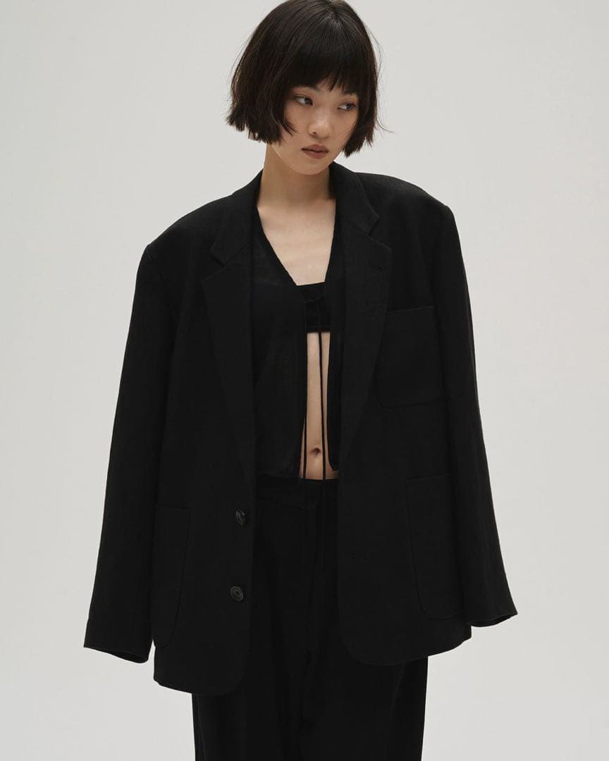 TODAYFUL Boyfriend Linen Jacket 黒 38