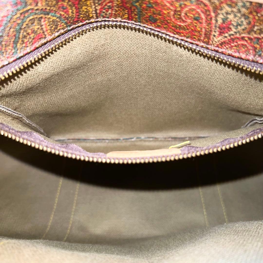 【大容量】鍵付 お買得 ETRO ボストンバッグ ペイズリー柄 PVC ブラウン