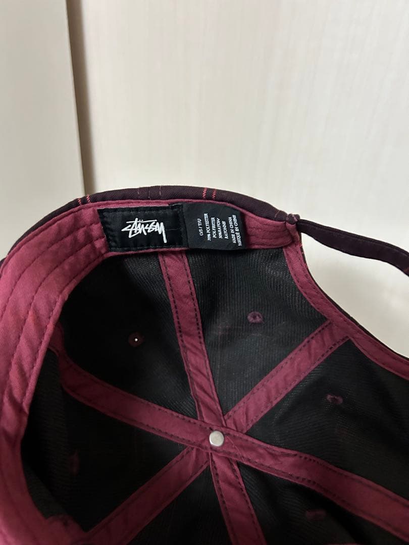 STÜSSY ワインレッド チェックキャップ