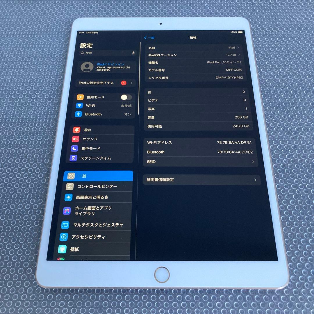 820 外観美品☆iPad Pro 256GB 10.5インチ WIFIモデル